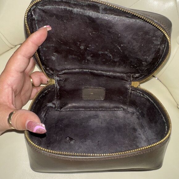 Authentic GUCCI Rare Vanity Bamboo Zipper Cosmetic Pouch Bag Mini Handbag Brown - Picture 11 of 11